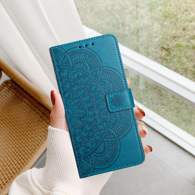 Funda cuero relieve floral OnePlus 13 (Azul)