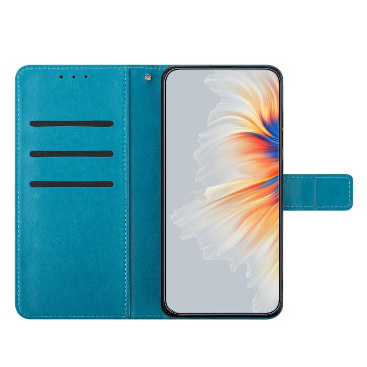 Funda cuero relieve floral OnePlus 13 (Azul)