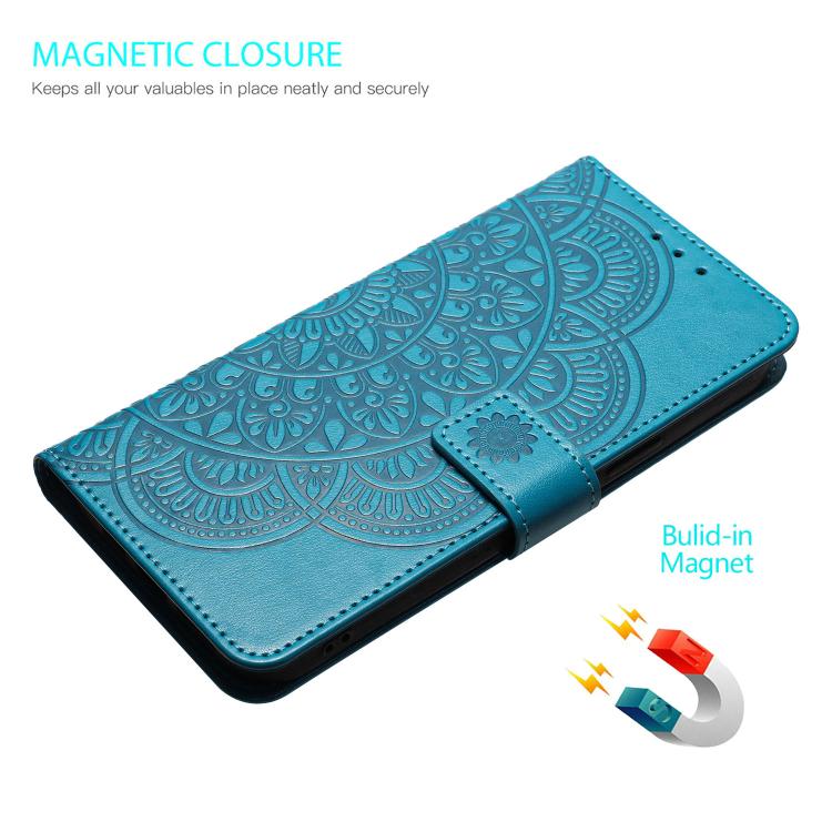 Funda cuero relieve floral OnePlus 13 (Azul)