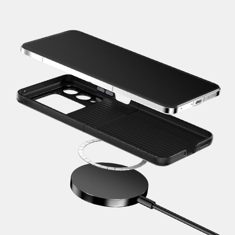 Funda de Cuero con Micro Relieve 6D y Magsafe para Huawei Nova Flip (Azul)