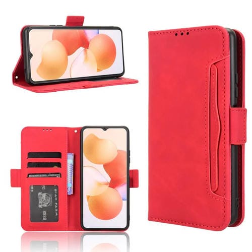 Funda de Piel Textura Becerro con Ranuras para Tarjetas para Cubot A10 (Roja)