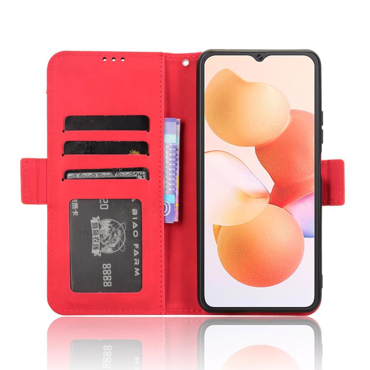 Funda de Piel Textura Becerro con Ranuras para Tarjetas para Cubot A10 (Roja)