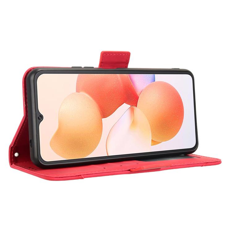 Funda de Piel Textura Becerro con Ranuras para Tarjetas para Cubot A10 (Roja)