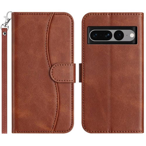 Funda de Cuero con Doble Pliegue en Forma de S para Google Pixel 7 Pro (Café)