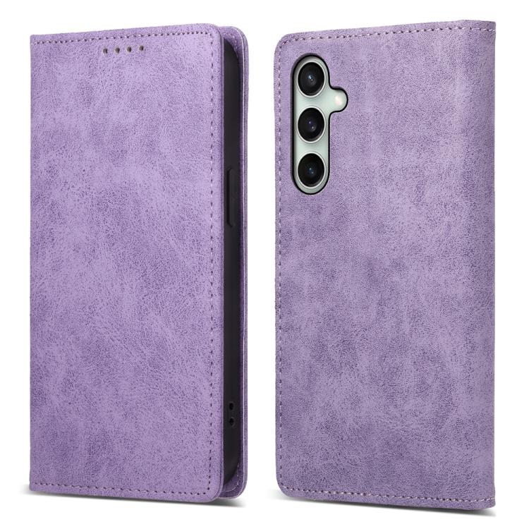 Funda de cuero RFID magnética para Samsung Galaxy S25 FE 5G (morado)