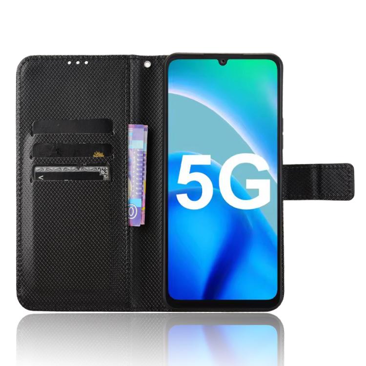 Funda de Cuero para Fossibot S1 5G con Textura de Diamante (Negra)