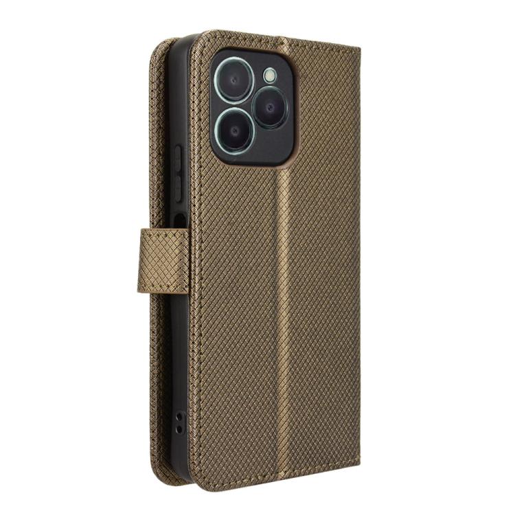Funda de Cuero con Textura de Diamante para Fossibot S1 5G (Marrón)
