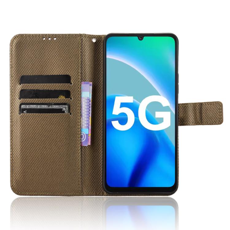 Funda de Cuero con Textura de Diamante para Fossibot S1 5G (Marrón)