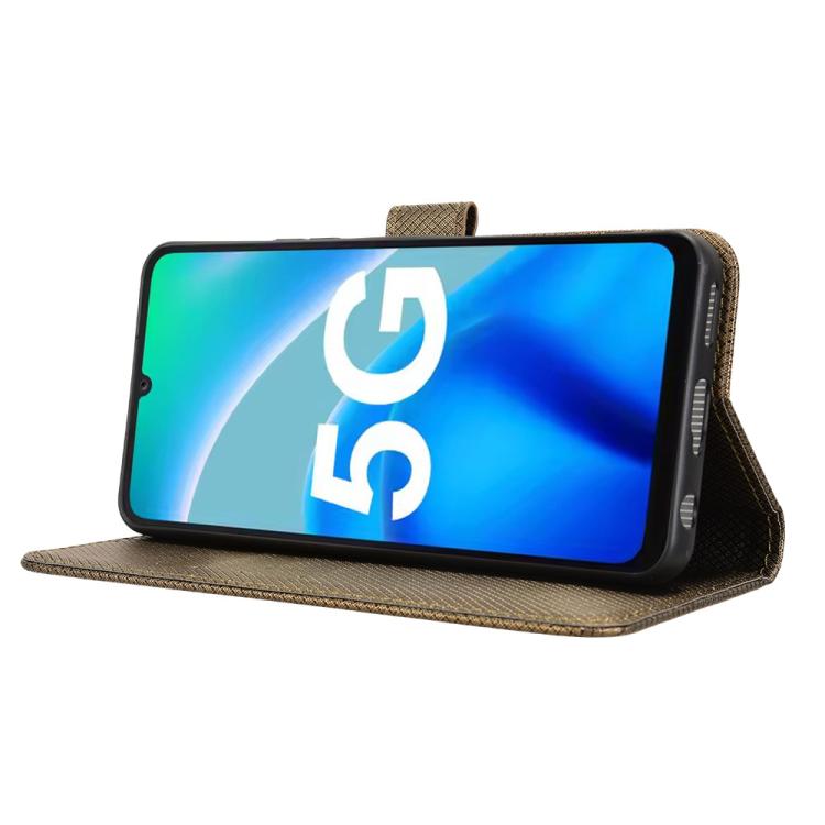 Funda de Cuero con Textura de Diamante para Fossibot S1 5G (Marrón)