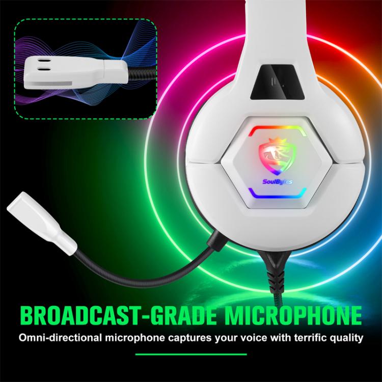Auriculares Soulbytes S100 con Micrófono Omnidireccional para Esports (Blancos) Longitud 1,9 m