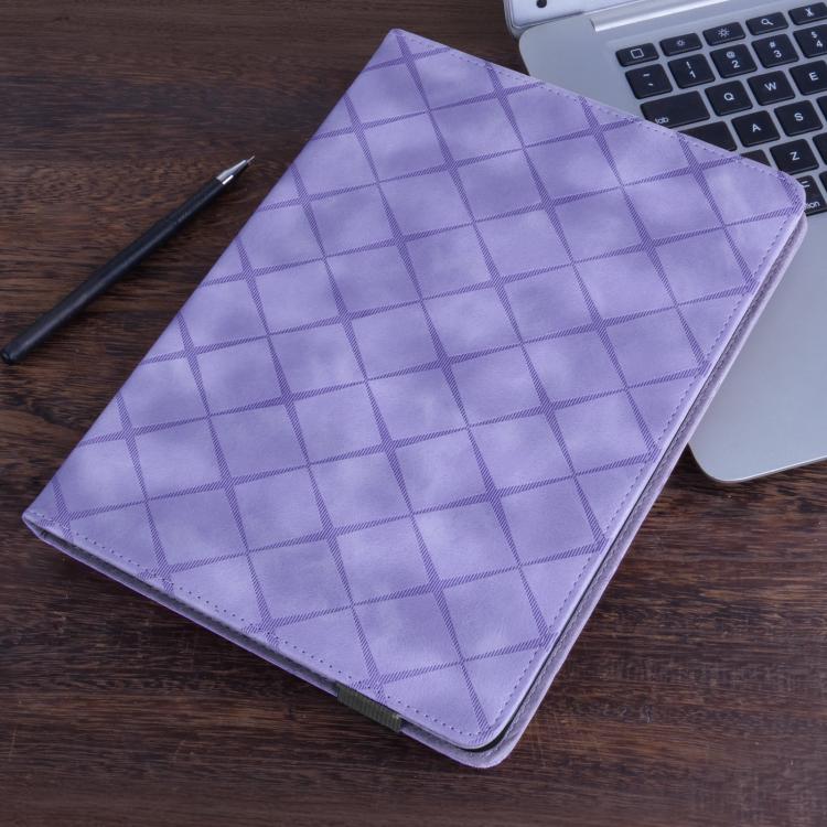 Funda de cuero con relieve de rombos para Xiaomi Redmi Pad 2 (morada)