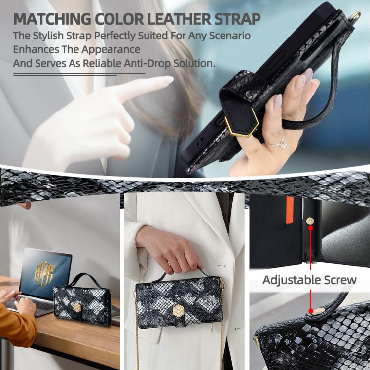 Funda de Piel con Textura de Serpiente para Infinix Hot 50I 4G (Negra)