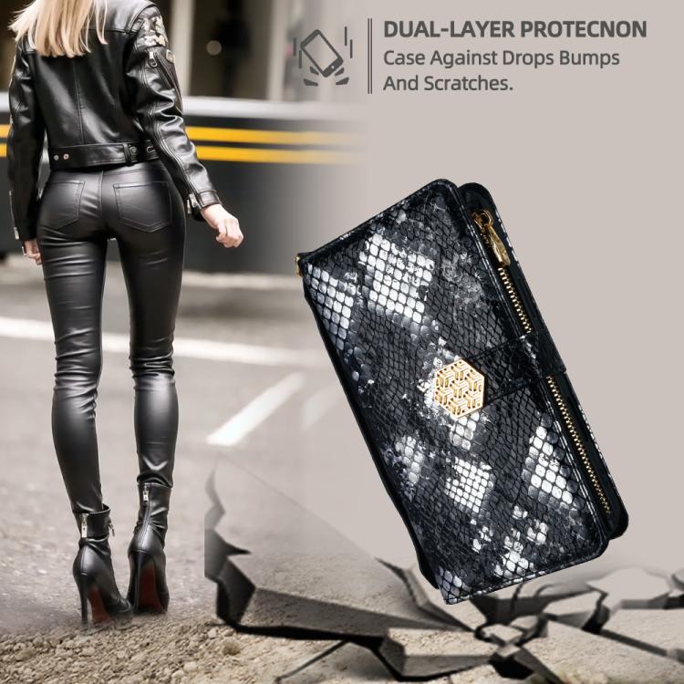 Funda de Piel con Textura de Serpiente para Infinix Hot 50I 4G (Negra)