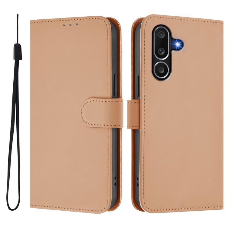 Funda de piel con cordón para Samsung Galaxy M56 5G, color piel, lisa y con tacto suave (desnudo)