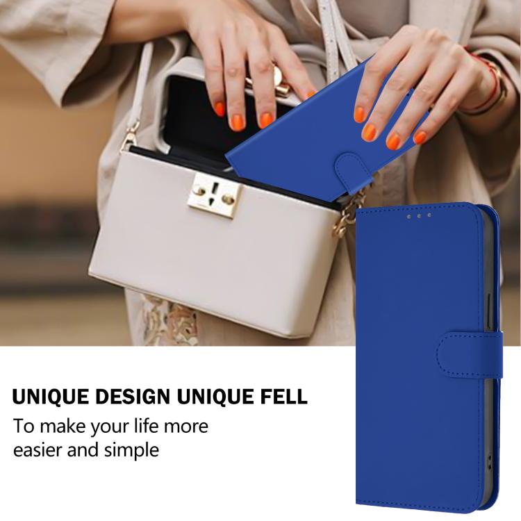 Funda de piel con textura de color liso y cordón para Samsung Galaxy M56 5G (azul oscuro)