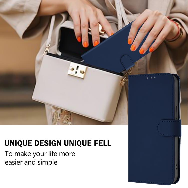 Funda de cuero con textura de piel y cordón para Samsung Galaxy M56 5G (azul marino)