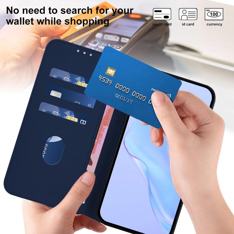 Funda de cuero con textura de piel y cordón para Samsung Galaxy M56 5G (azul marino)