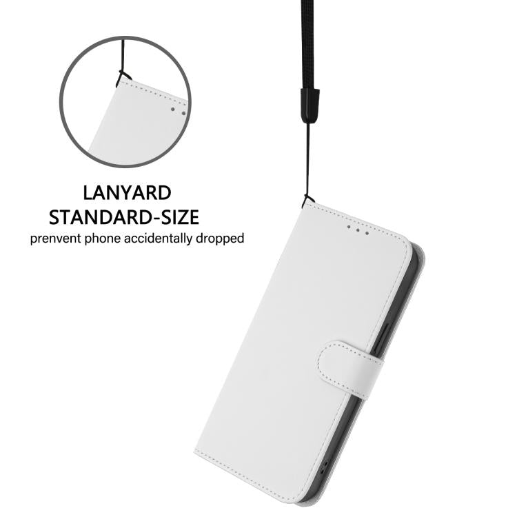 Funda de piel con textura de color liso y cordón para Samsung Galaxy M56 5G (blanco)