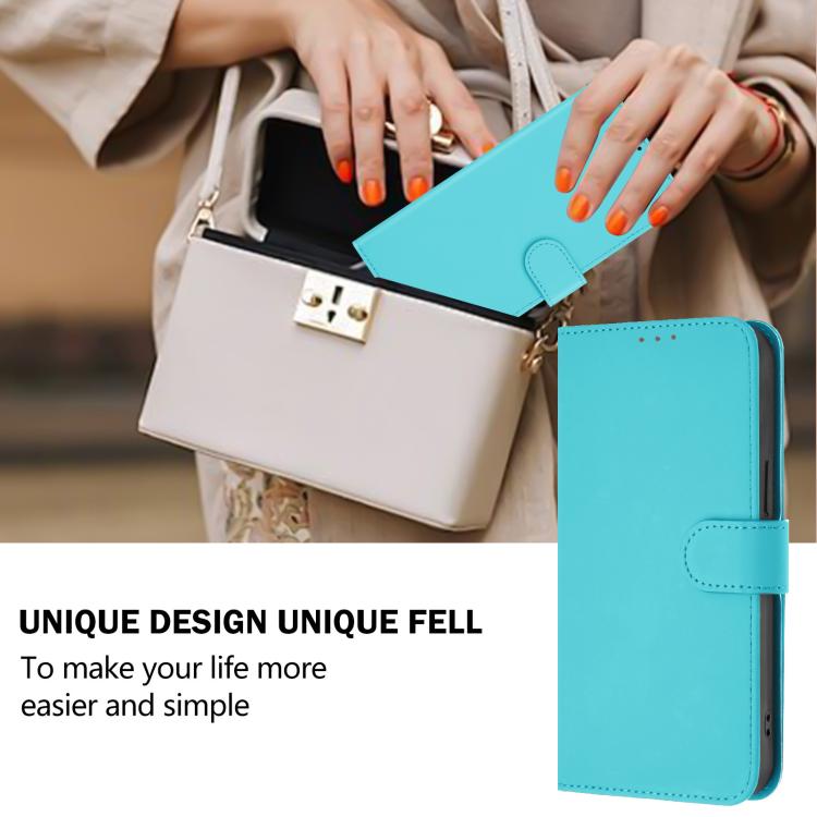 Funda de piel con textura de color liso y cordón para Samsung Galaxy M56 5G (azul lago)
