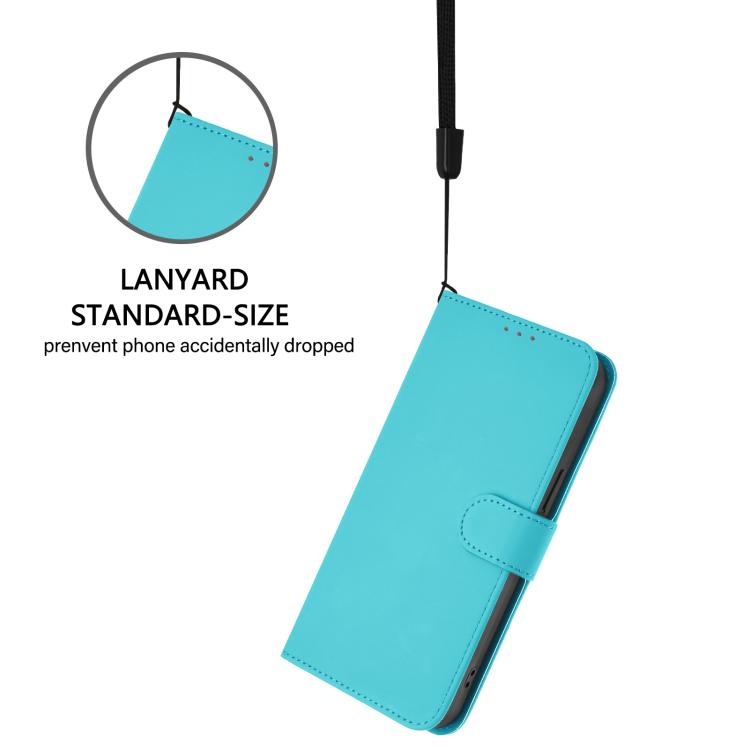 Funda de piel con textura de color liso y cordón para Samsung Galaxy M56 5G (azul lago)