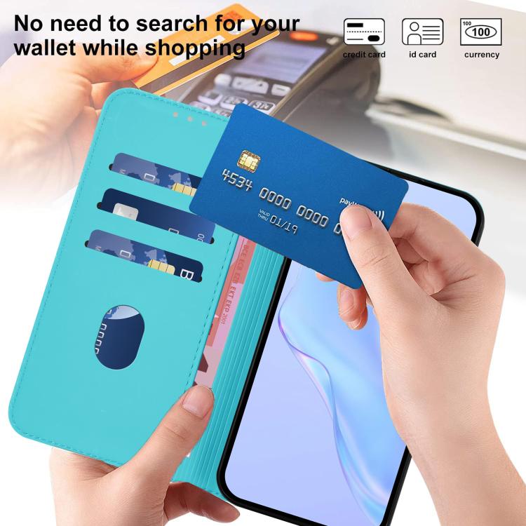 Funda de piel con textura de color liso y cordón para Samsung Galaxy M56 5G (azul lago)