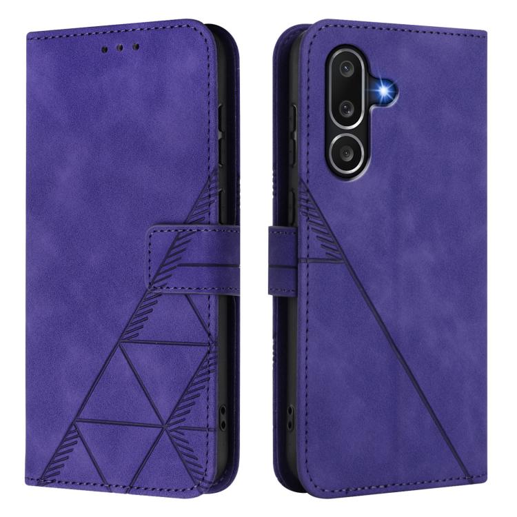 Funda de cuero con tapa y relieve 3D para Samsung Galaxy M56 5G (morada)