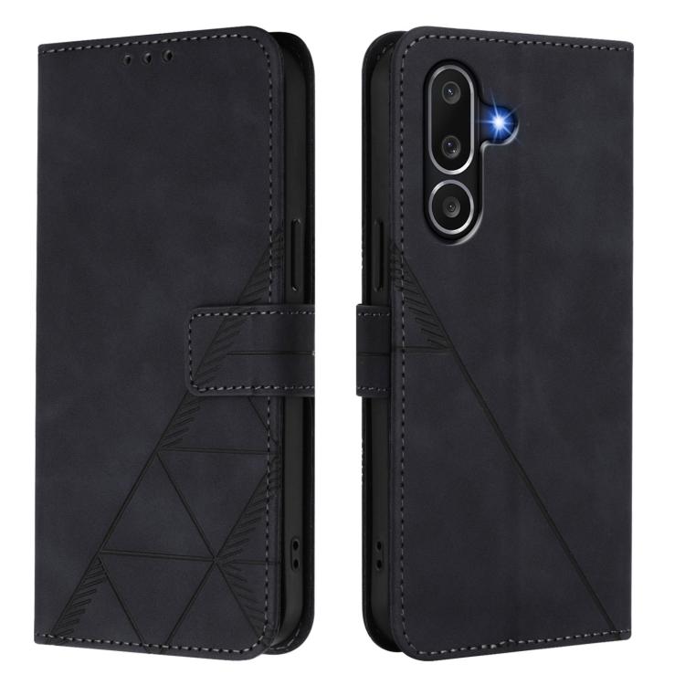 Funda de cuero con tapa y relieve 3D para Samsung Galaxy M56 5G (negra)