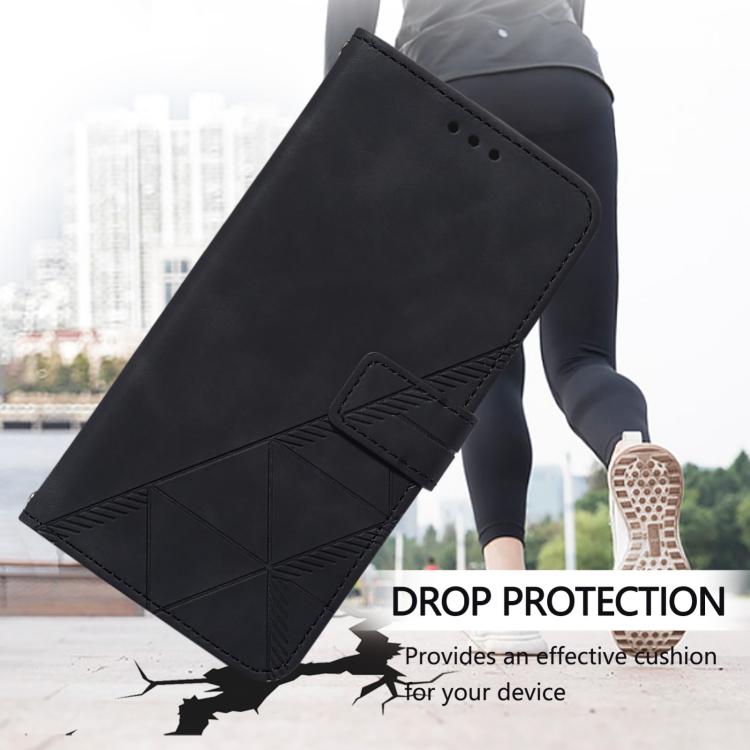 Funda de cuero con tapa y relieve 3D para Samsung Galaxy M56 5G (negra)