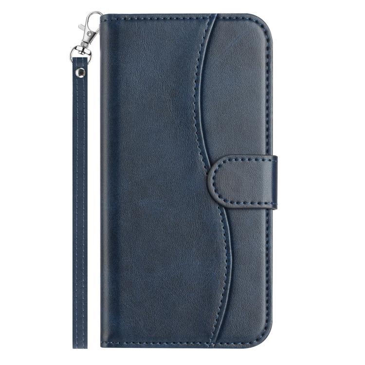 Funda de Cuero con Doble Pliegue En Forma de S para Oppo Reno13 Pro (Azul Marino)