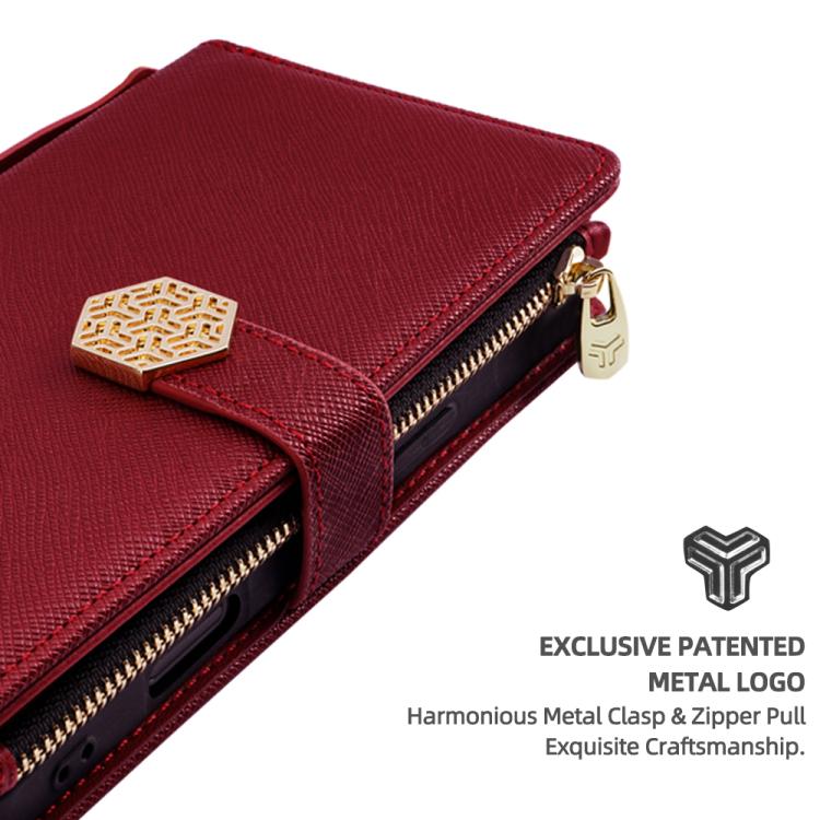 Funda de Cuero con Textura Cruzada y Asa Cruzada para Realme C61 4G (Roja)