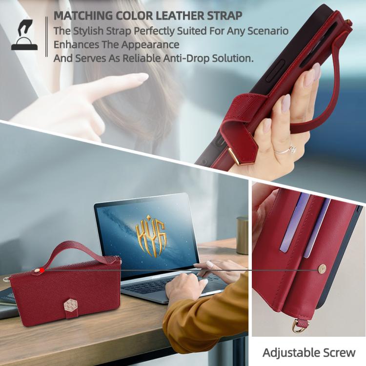 Funda de Cuero con Textura Cruzada y Asa Cruzada para Realme C61 4G (Roja)