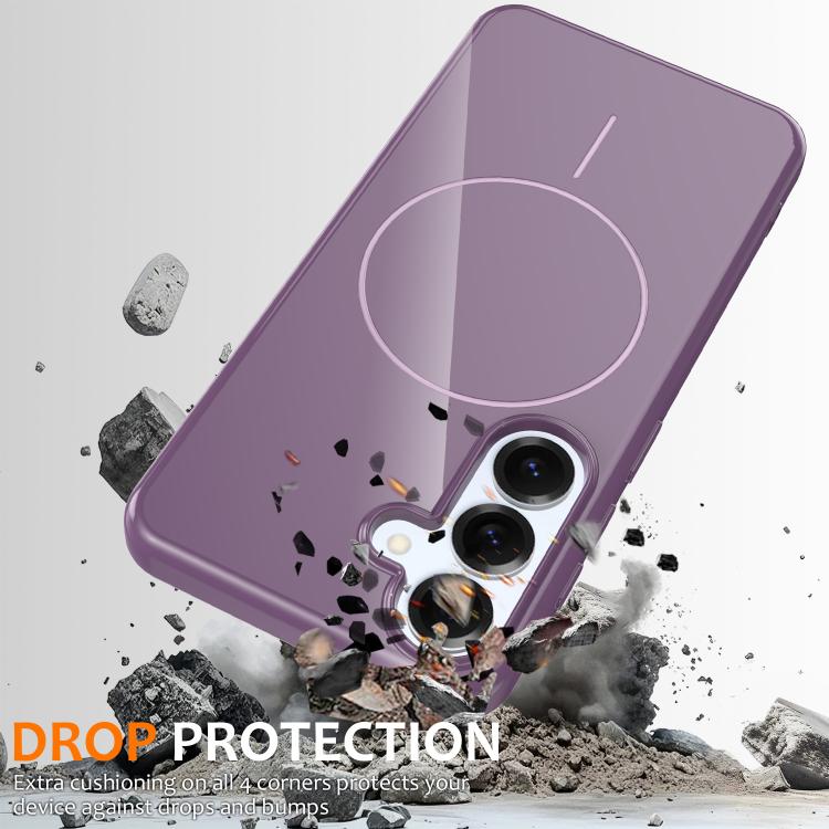 Funda MagSafe de TPU brillante a prueba de golpes con cordón para Samsung Galaxy S25 FE 5G (morado)