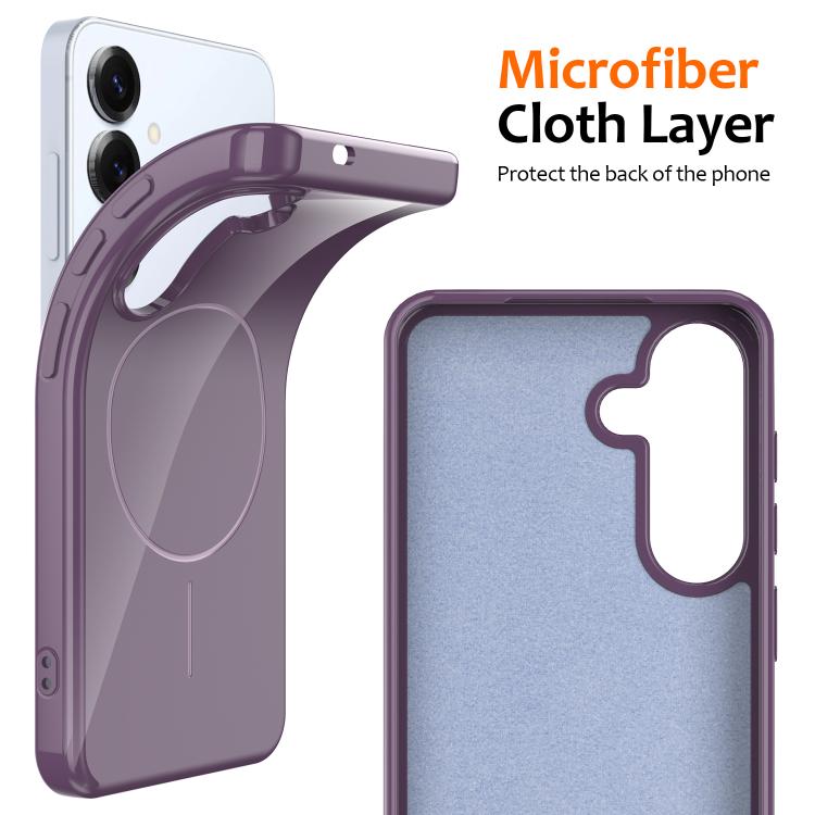 Funda MagSafe de TPU brillante a prueba de golpes con cordón para Samsung Galaxy S25 FE 5G (morado)
