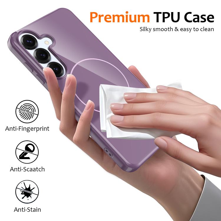 Funda MagSafe de TPU brillante a prueba de golpes con cordón para Samsung Galaxy S25 FE 5G (morado)