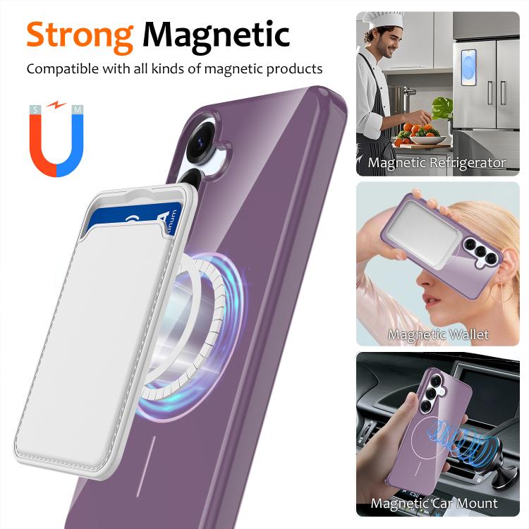 Funda MagSafe de TPU brillante a prueba de golpes con cordón para Samsung Galaxy S25 FE 5G (morado)
