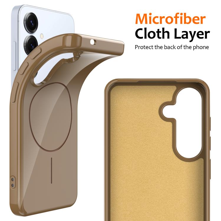 Funda MagSafe de TPU brillante a prueba de golpes con cordón para Samsung Galaxy S25 FE 5G (dorada)