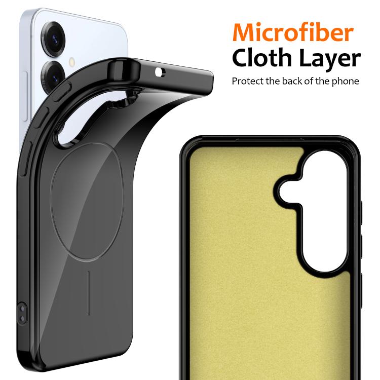 Funda MagSafe de TPU brillante a prueba de golpes con cordón para Samsung Galaxy S25 FE 5G (negra)