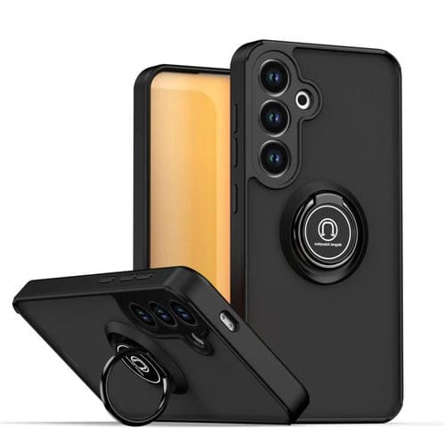 Funda de TPU + PC con anillo para Samsung Galaxy S25/S24 5G Q Shadow 1 Series (Negro)