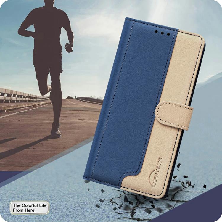 Funda de cuero antirrobo RFID a juego para Samsung Galaxy M36 5G (azul)