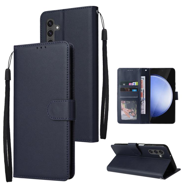 Funda de cuero multifuncional con 3 ranuras para tarjetas para Samsung Galaxy S25 FE 5G (azul)