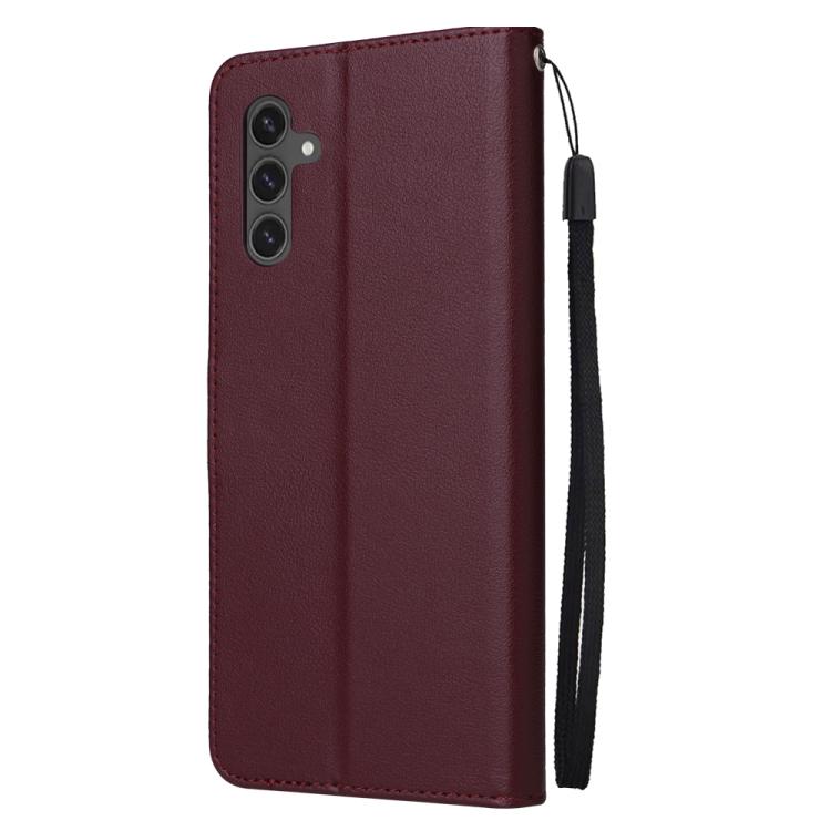 Funda de cuero multifuncional para Samsung Galaxy S25 FE 5G con 3 ranuras para tarjetas (rojo vino)