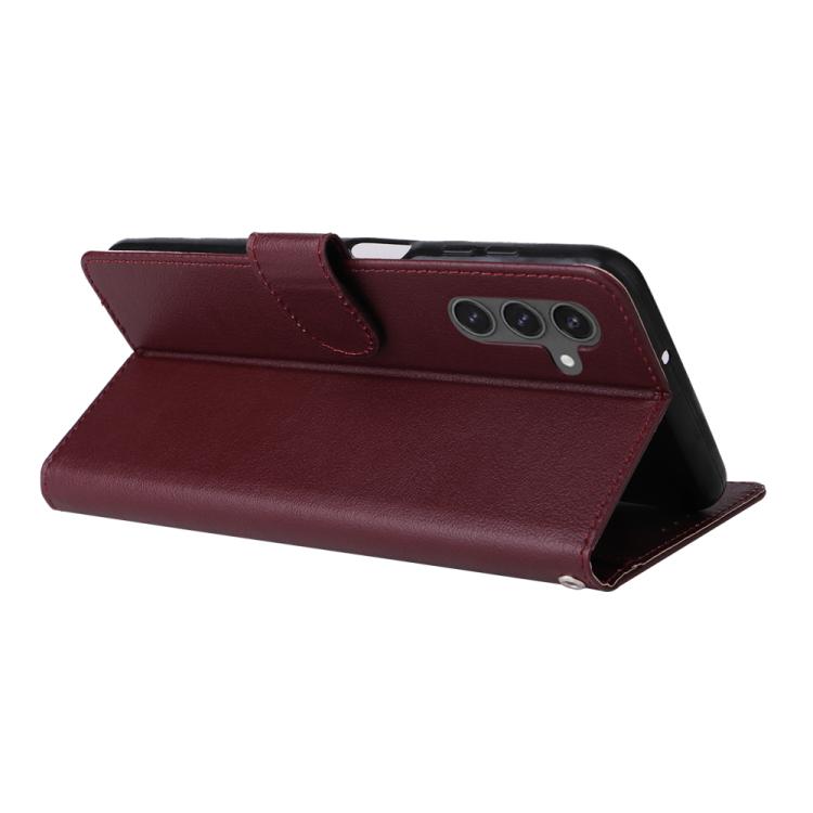 Funda de cuero multifuncional para Samsung Galaxy S25 FE 5G con 3 ranuras para tarjetas (rojo vino)