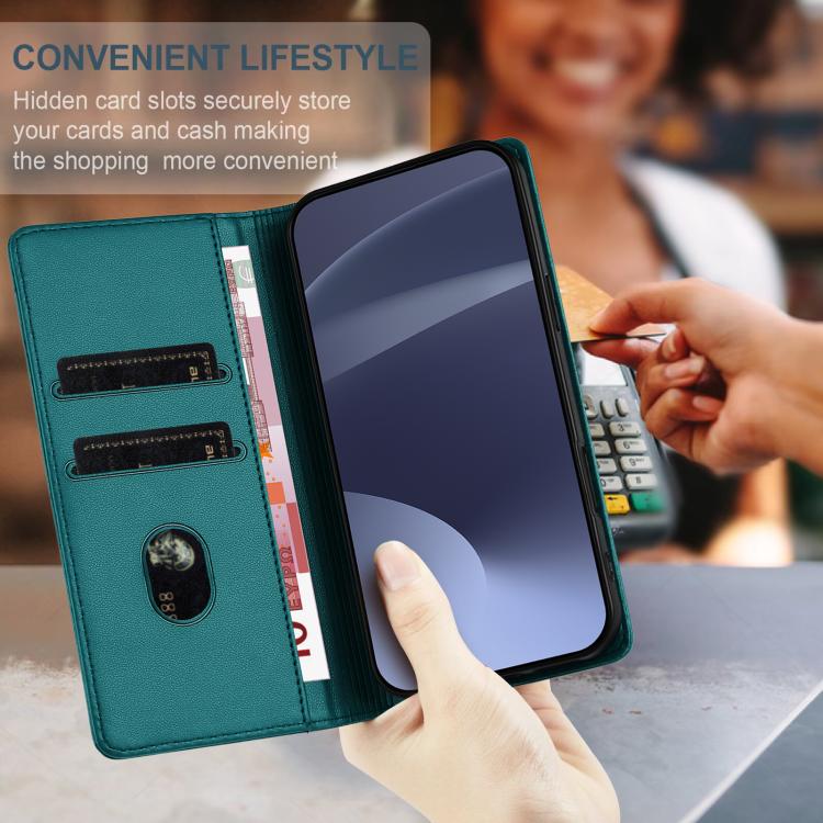 Funda de cuero retro con relieve para Sony Xperia 1 VII (verde oscuro)