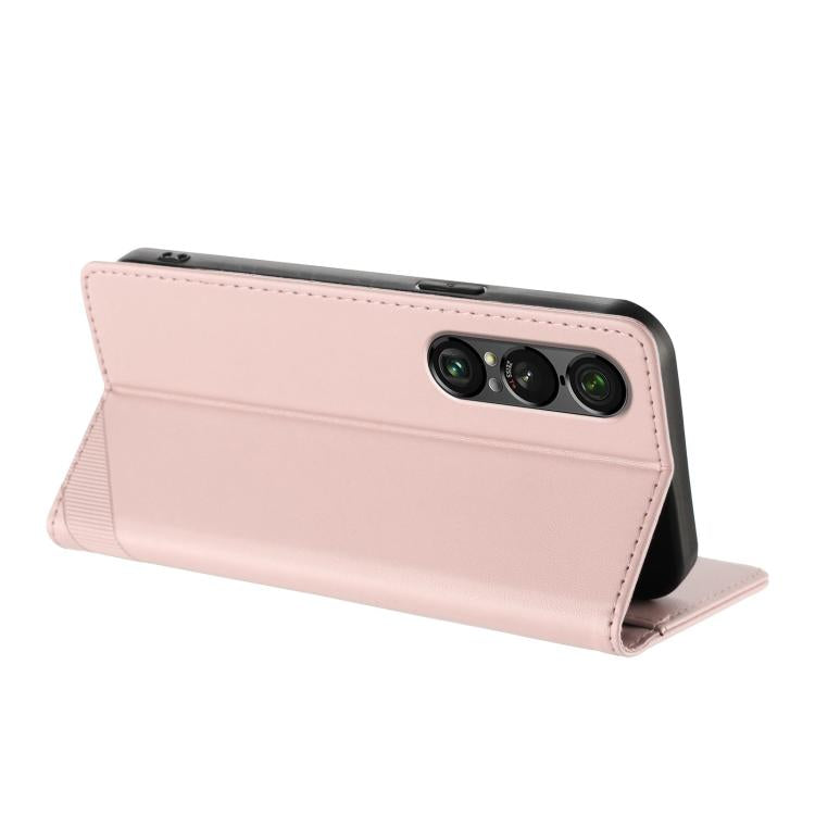Funda de cuero retro con relieve para Sony Xperia 1 VII (rosa)