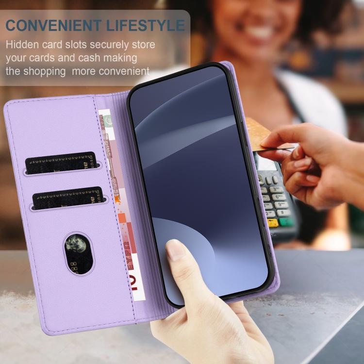 Funda de cuero retro con relieve para Sony Xperia 1 VII (morado claro)