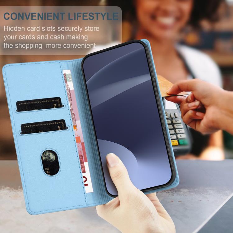 Funda de cuero retro con relieve para Sony Xperia 1 VII (azul claro)