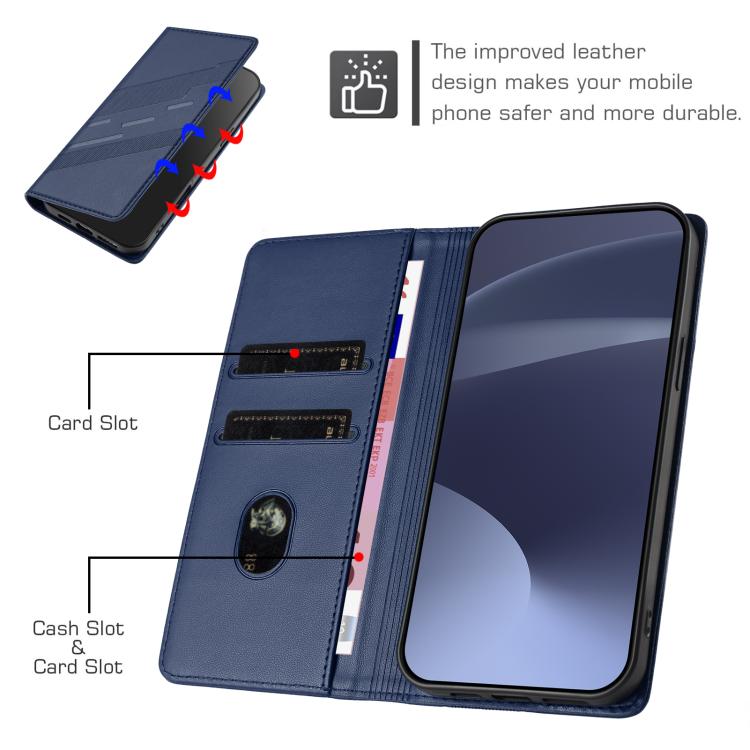 Funda de cuero retro con relieve para Sony Xperia 1 VII (azul oscuro)