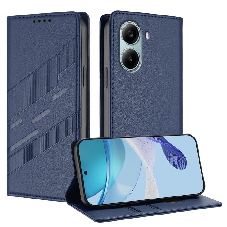 Funda de cuero retro con relieve global para Redmi Turbo 4 Pro (azul oscuro)