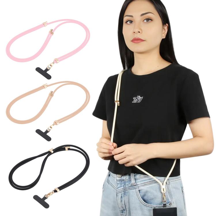 Cordón largo ajustable de silicona líquida antipérdida para teléfono (beige)