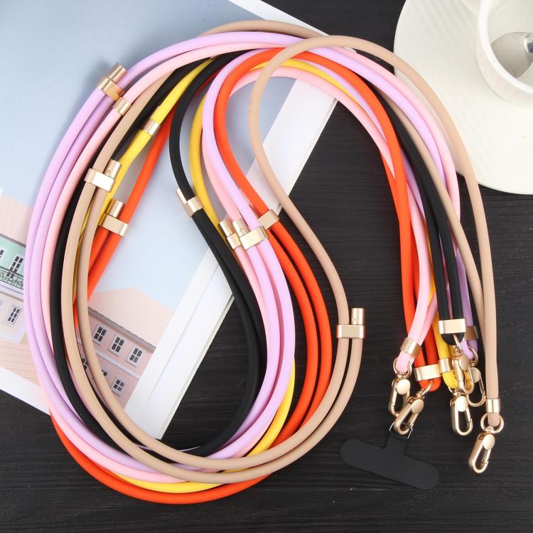 Cordón largo ajustable de silicona líquida antipérdida para teléfono (beige)
